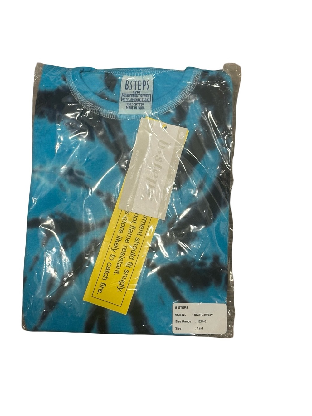 NWT Baby Steps Size 12M Tie-Dye Blue & Black Long Sleeve & Pants Pajama Set